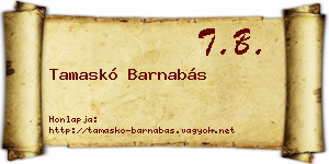 Tamaskó Barnabás névjegykártya